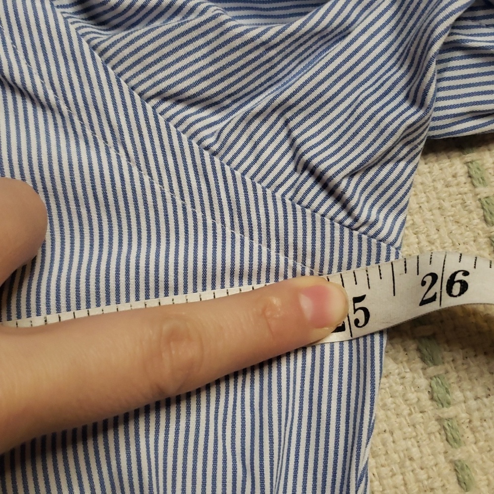 Ralph Lauren men's button down long sleeve "blake" blue/white mini stripe large - Picture 4 of 5